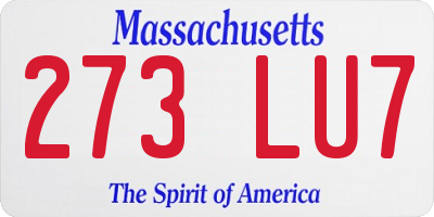 MA license plate 273LU7