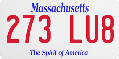 MA license plate 273LU8