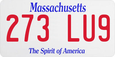 MA license plate 273LU9