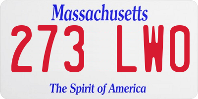 MA license plate 273LW0