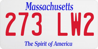 MA license plate 273LW2
