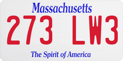 MA license plate 273LW3