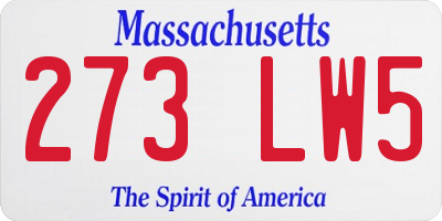 MA license plate 273LW5