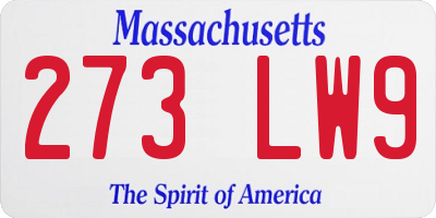 MA license plate 273LW9