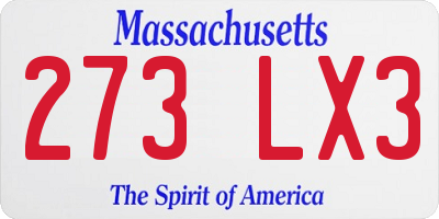 MA license plate 273LX3