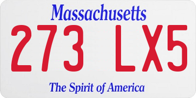 MA license plate 273LX5