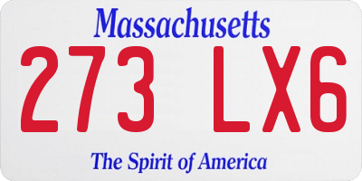 MA license plate 273LX6