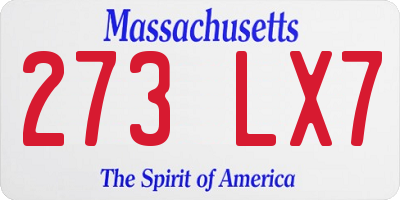 MA license plate 273LX7