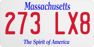 MA license plate 273LX8