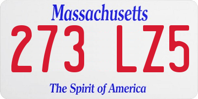 MA license plate 273LZ5
