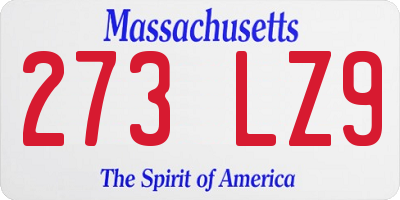 MA license plate 273LZ9