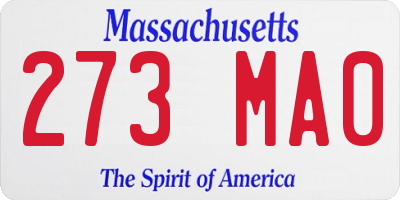 MA license plate 273MA0