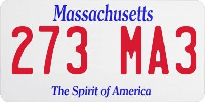 MA license plate 273MA3