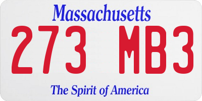 MA license plate 273MB3