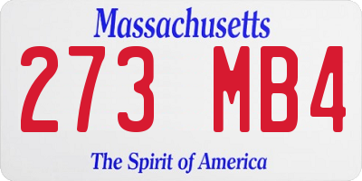 MA license plate 273MB4