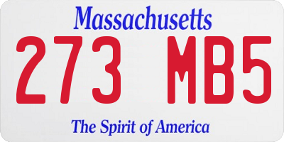 MA license plate 273MB5