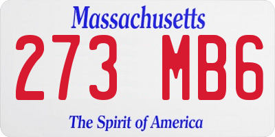 MA license plate 273MB6