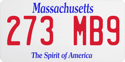 MA license plate 273MB9
