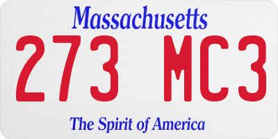 MA license plate 273MC3