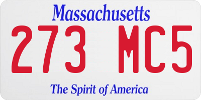 MA license plate 273MC5