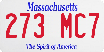 MA license plate 273MC7