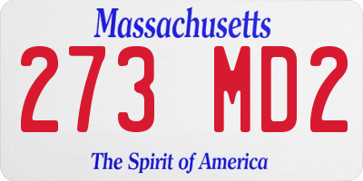 MA license plate 273MD2