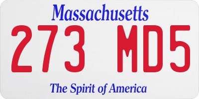 MA license plate 273MD5