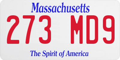 MA license plate 273MD9