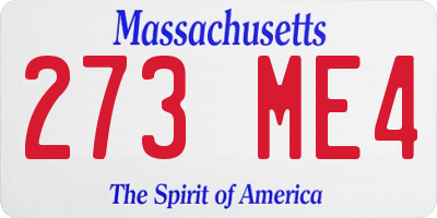 MA license plate 273ME4