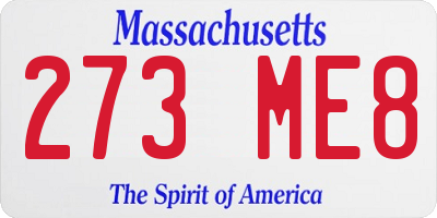 MA license plate 273ME8