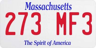 MA license plate 273MF3