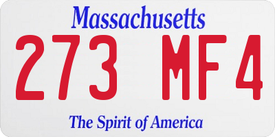MA license plate 273MF4