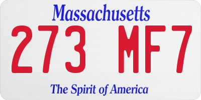 MA license plate 273MF7