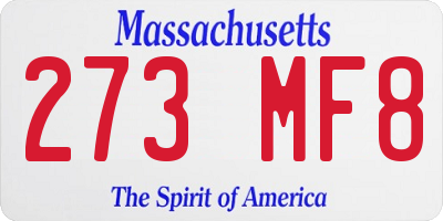 MA license plate 273MF8