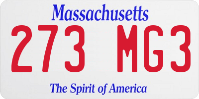 MA license plate 273MG3