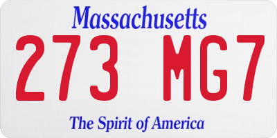 MA license plate 273MG7