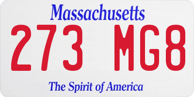 MA license plate 273MG8