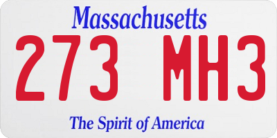 MA license plate 273MH3