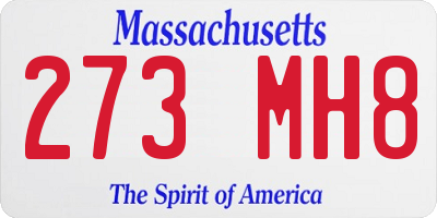 MA license plate 273MH8