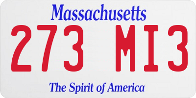 MA license plate 273MI3