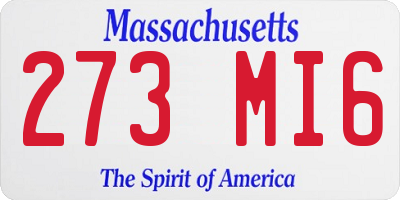 MA license plate 273MI6