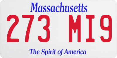 MA license plate 273MI9