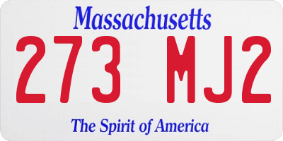 MA license plate 273MJ2