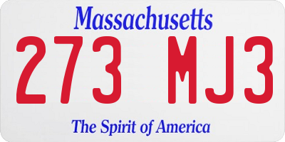 MA license plate 273MJ3