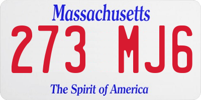 MA license plate 273MJ6