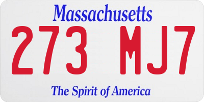 MA license plate 273MJ7