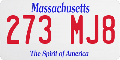 MA license plate 273MJ8