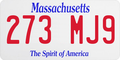 MA license plate 273MJ9