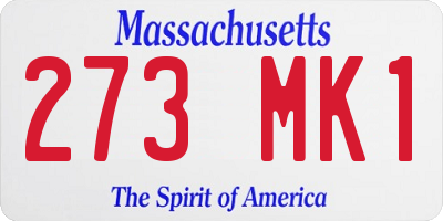 MA license plate 273MK1