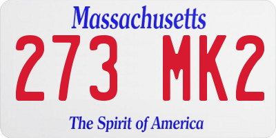 MA license plate 273MK2